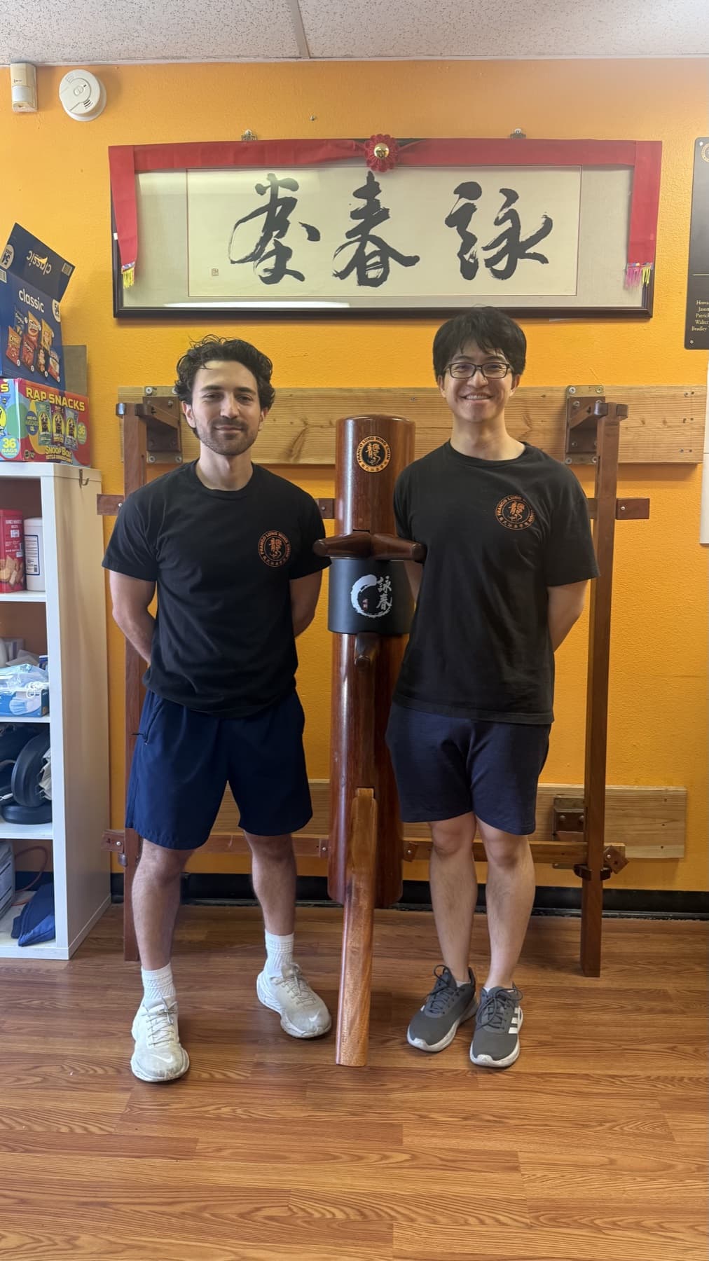 Students training with the wooden dummy at Franco Lung Wing Chun
