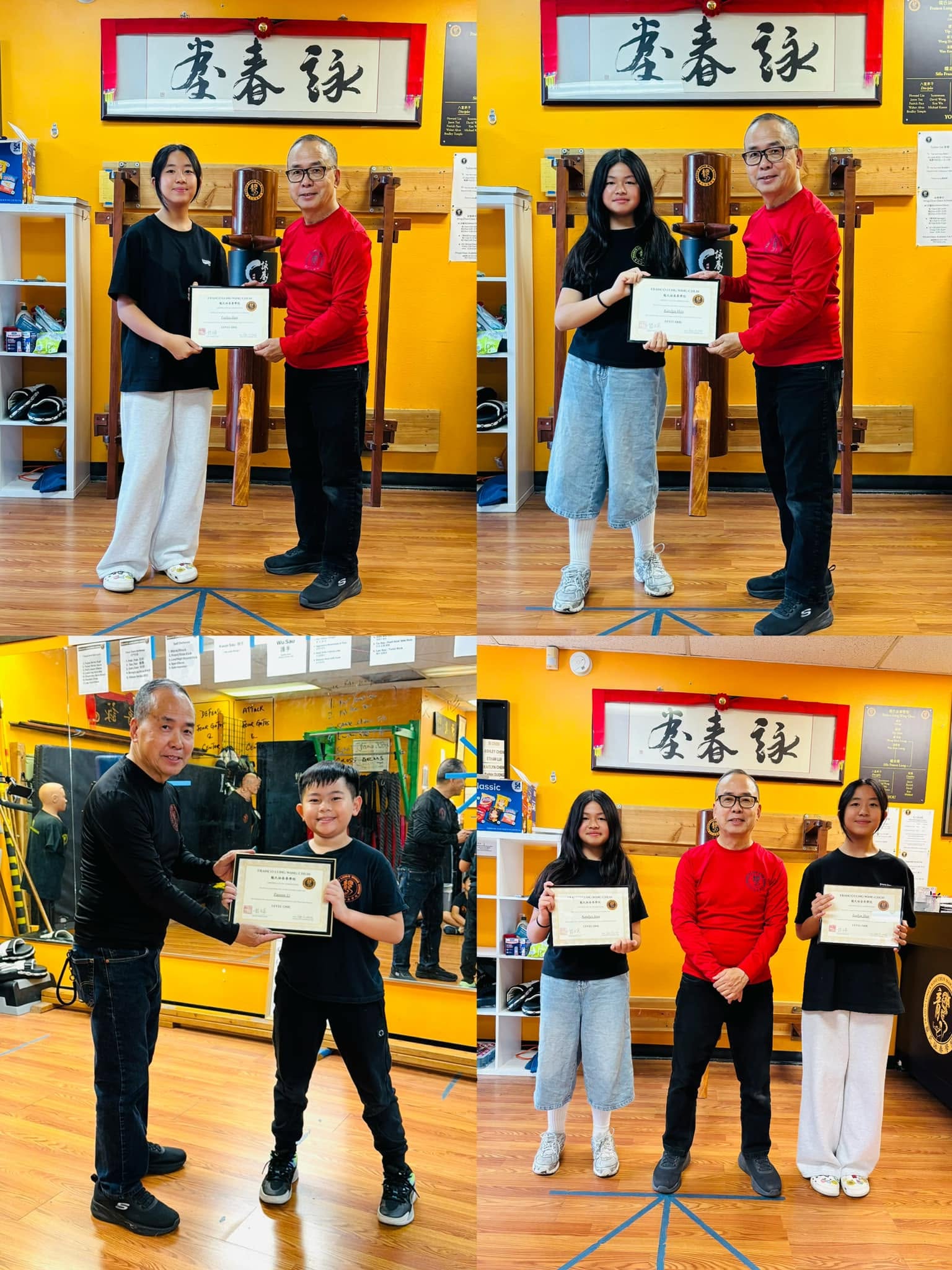 Students receiving Level 1 certificates from GM Lung